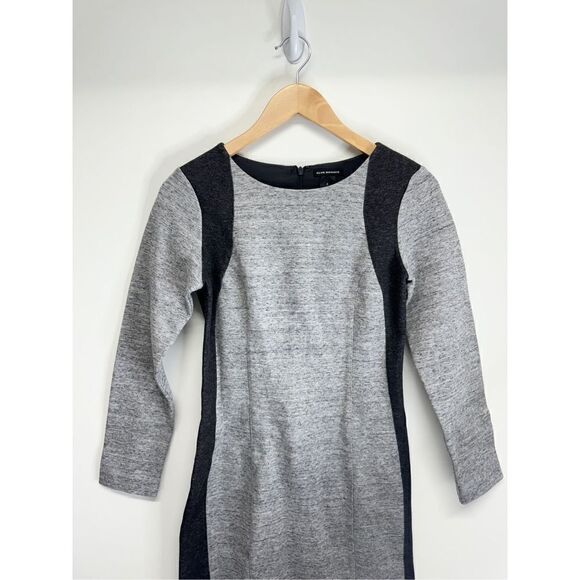 Club Monaco Mini Bodycon Dress Size 2 Gray Black Long Sleeve Cotton Blend Zip Up - Picture 7 of 9